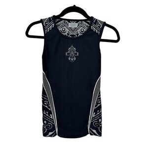 Women's Athleta Athletic Top Size Small Muscle Shirt‎ Black White Gym Workout